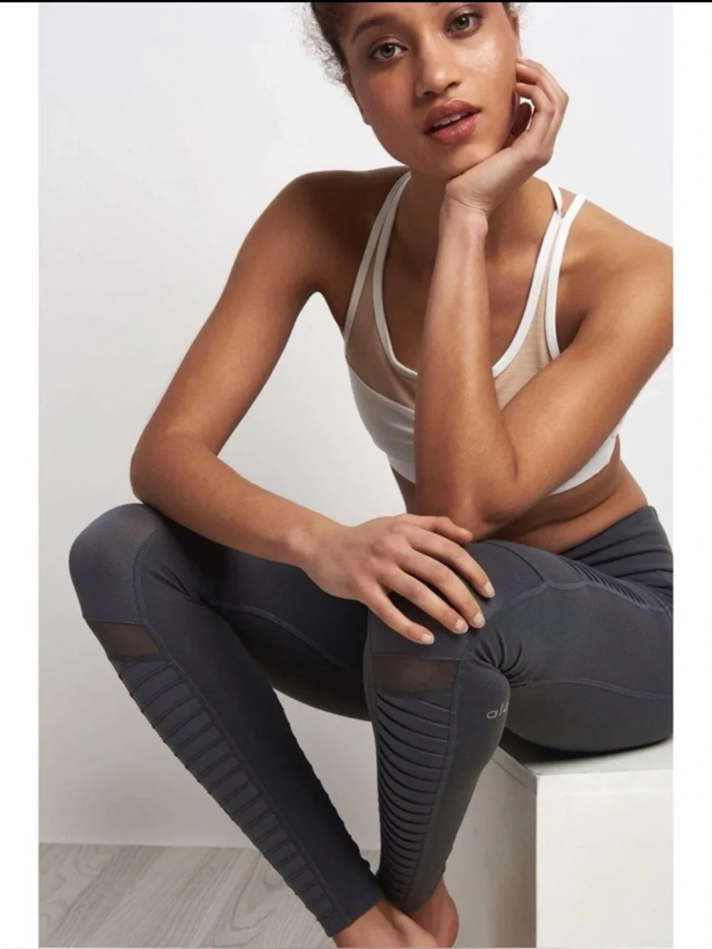 Alo High-Waist Gray Moto Panel Legging Size XS